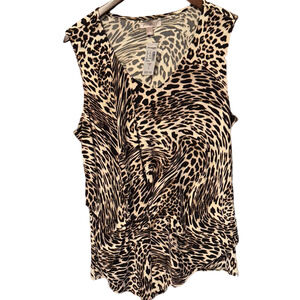 Roz & Ali Animal Print Sleeveless Blouse